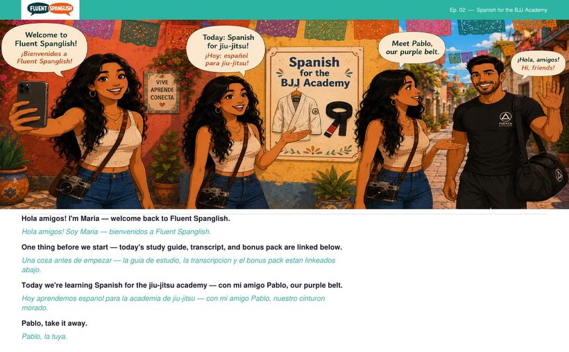 Spanish for the BJJ Academy — comic book preview