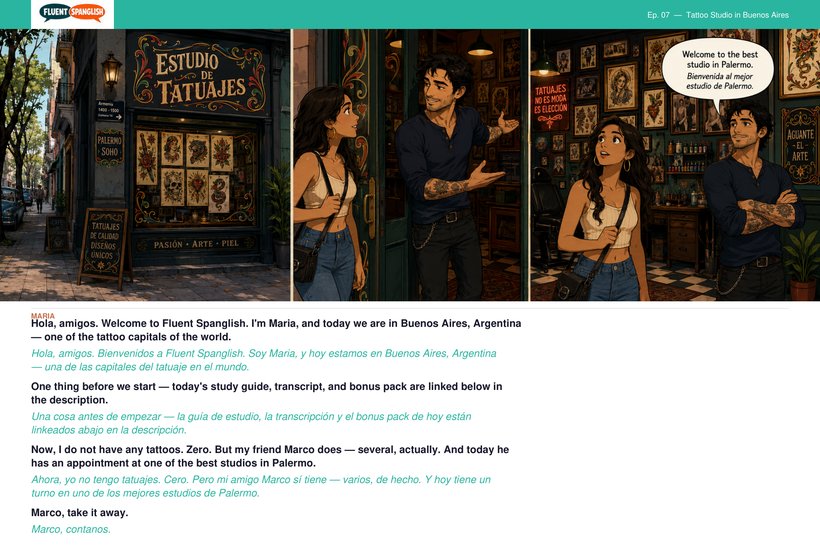 Learn Spanish for Tattoo Studios — la tatuador, la plantilla, el curado — comic book preview
