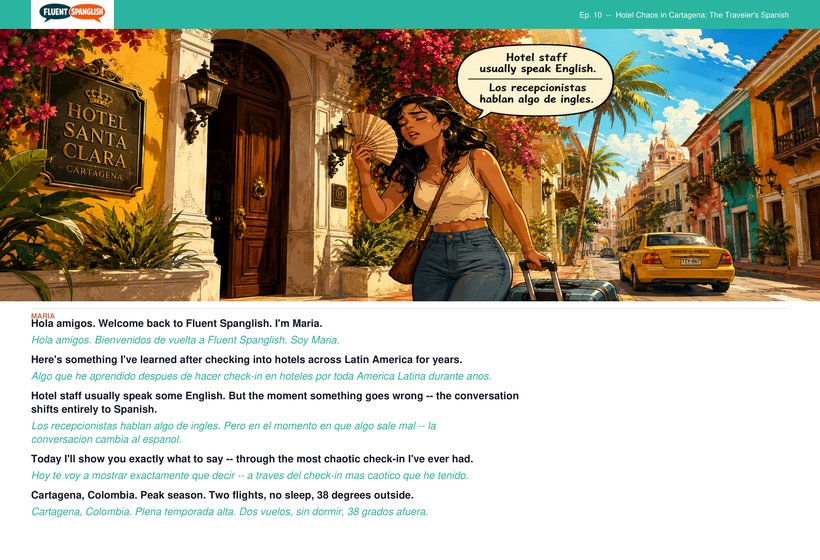 Learn Spanish for Hotel Check-In — comic book preview