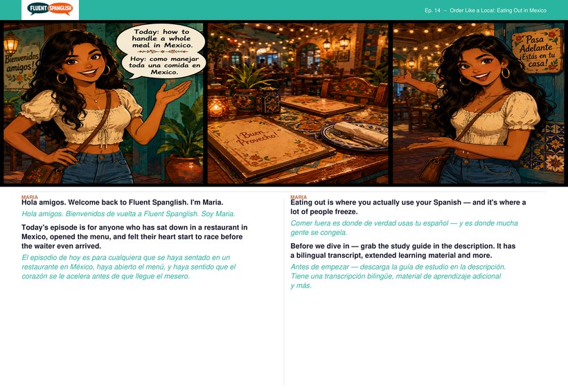 Simple Spanish for Ordering Food in Mexico — comic book preview