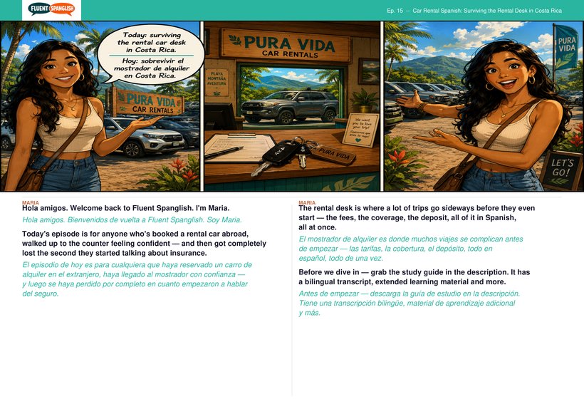 Practice Spanish for Renting a Car in Latin America — comic book preview