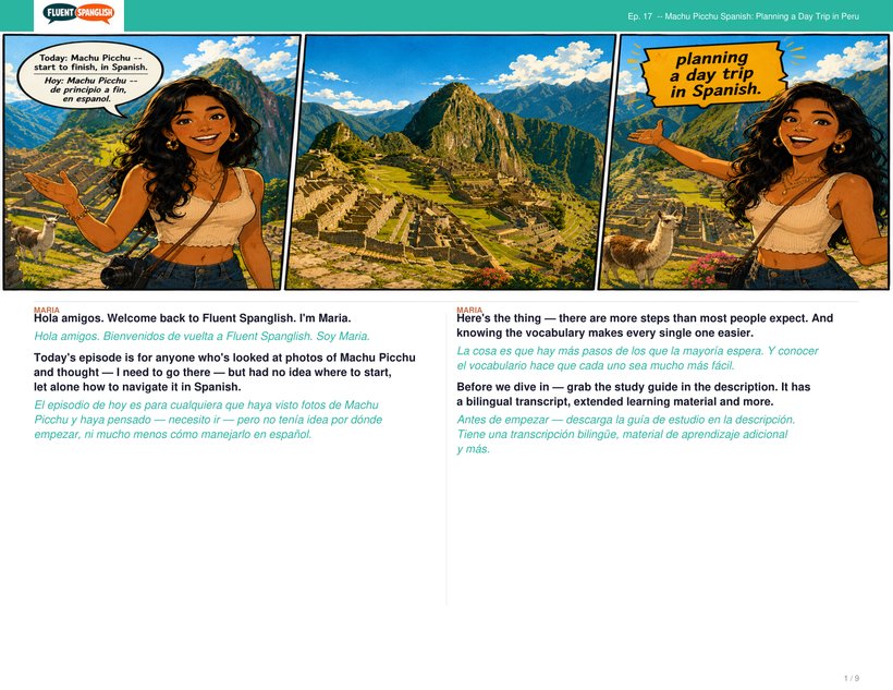 Learn Spanish for Machu Picchu: Plan the Whole Trip — comic book preview