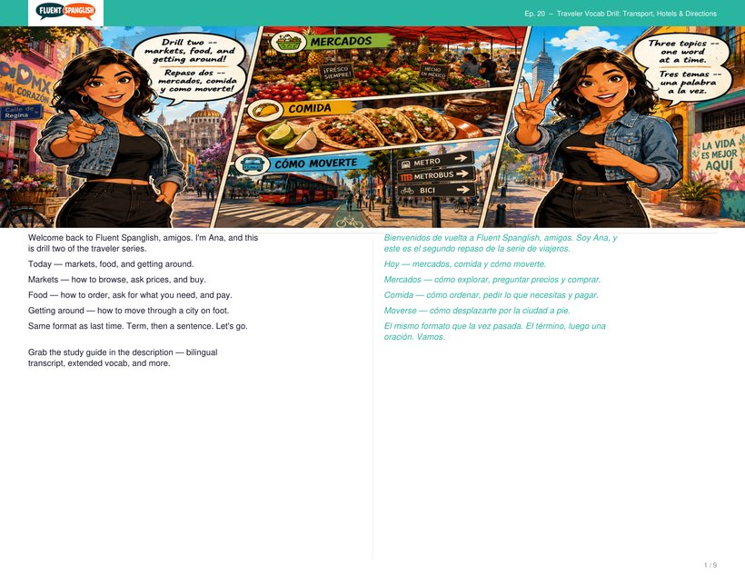 Spanish Practice for Markets, Food, Prices & Ordering (Drills) — comic book preview