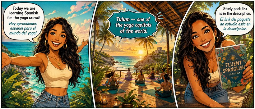 Practice Spanish for Yoga: Class Cues, Poses in Tulum — comic book preview