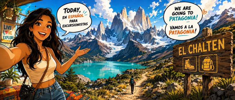 Learn Spanish for Hiking: Trail Survival Talk in Patagonia — comic book preview