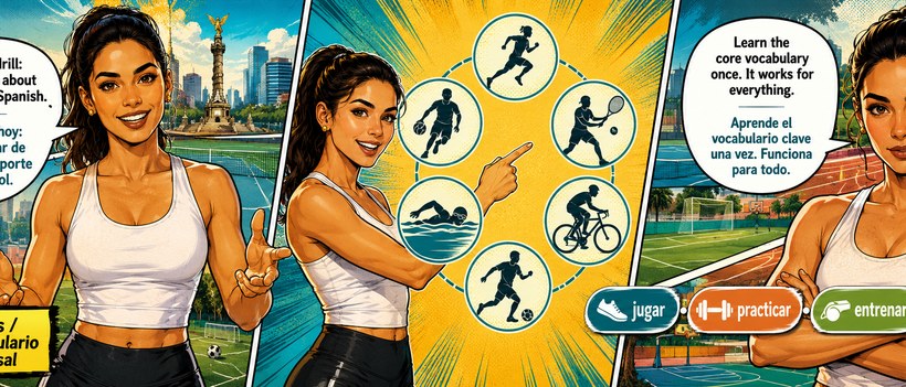 Practice Spanish for Sports: Core Verbs, Results & Fan Vocabulary — comic book preview